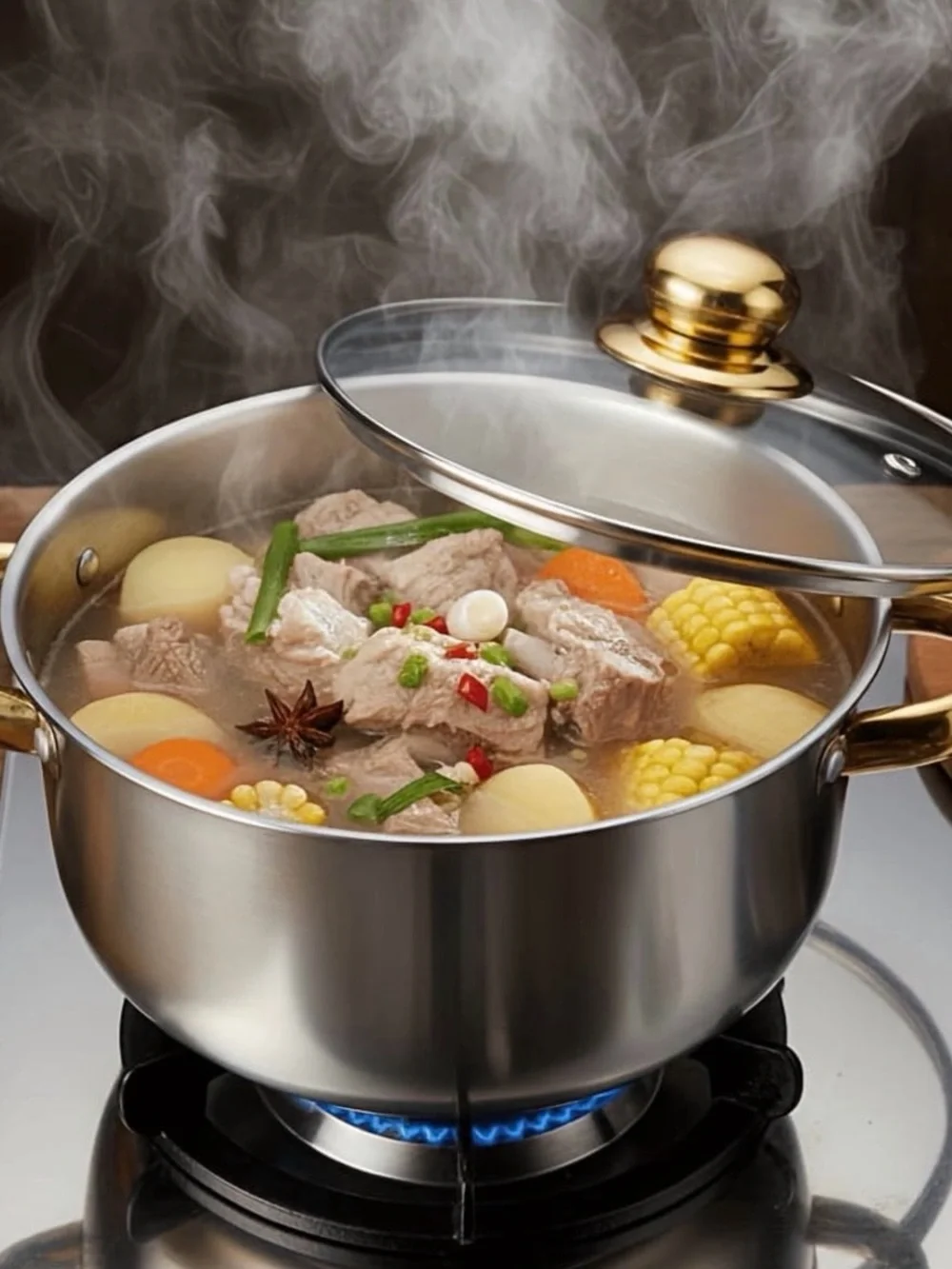 Stainless Steel Soup Pot Set - Silver